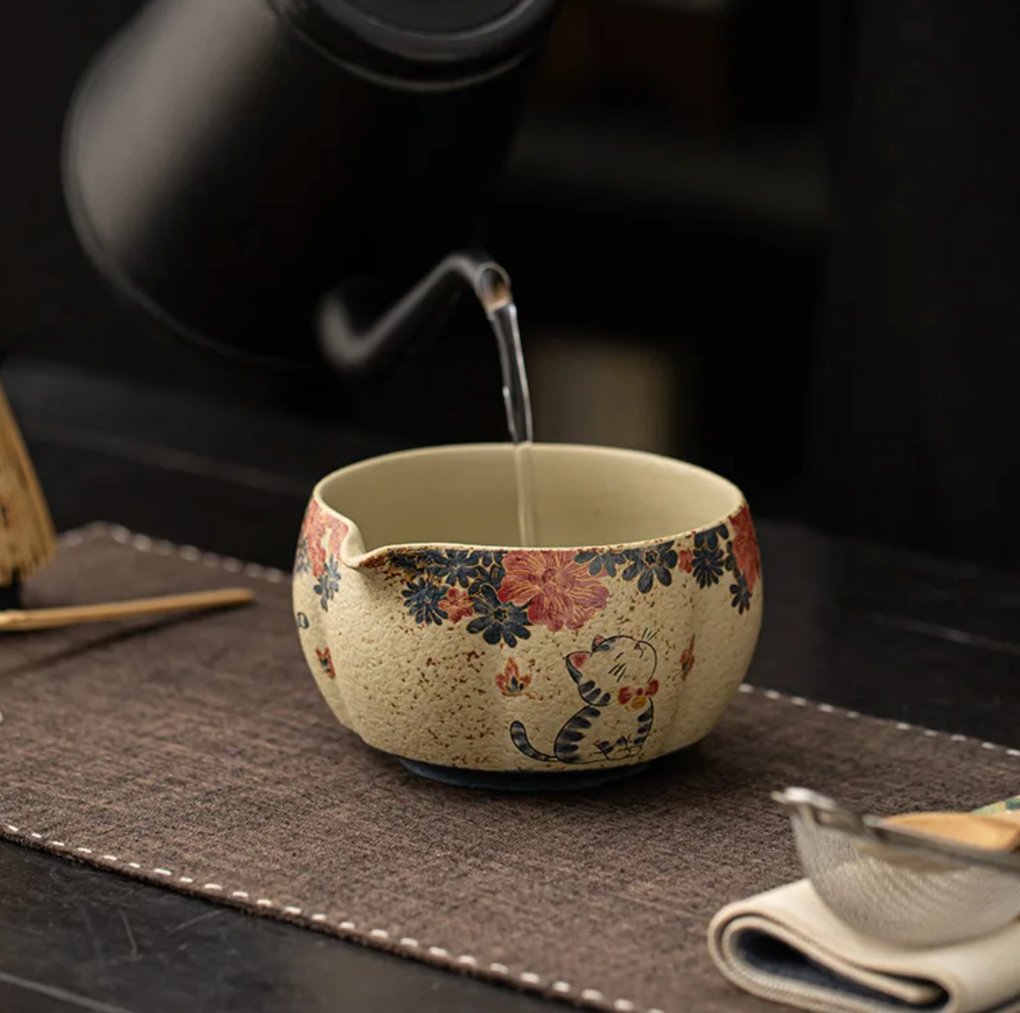 Handcrafted Ceramic Matcha Bowl & Whisk Holder Set – Two Designs