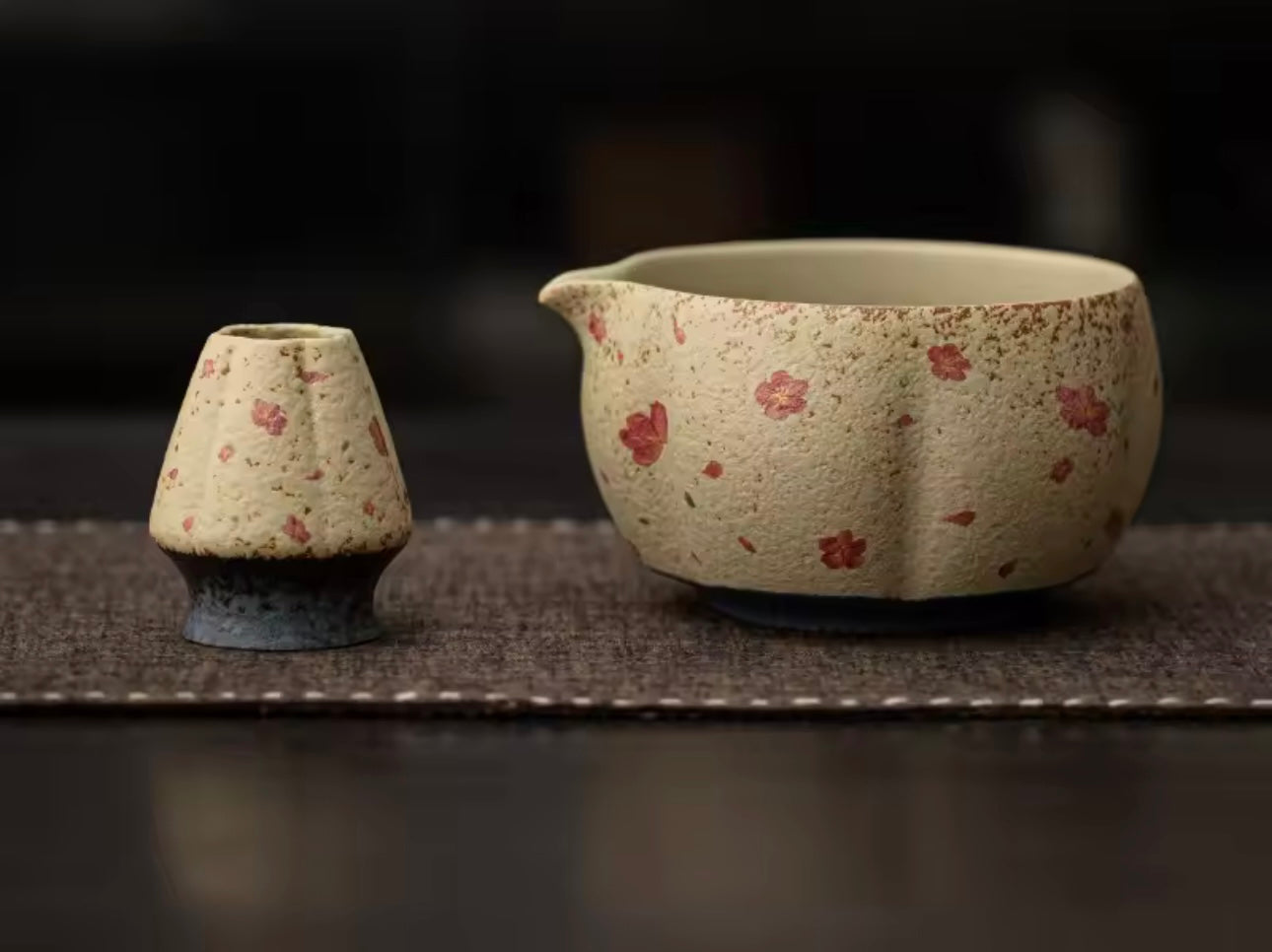 Handcrafted Ceramic Matcha Bowl & Whisk Holder Set – Two Designs