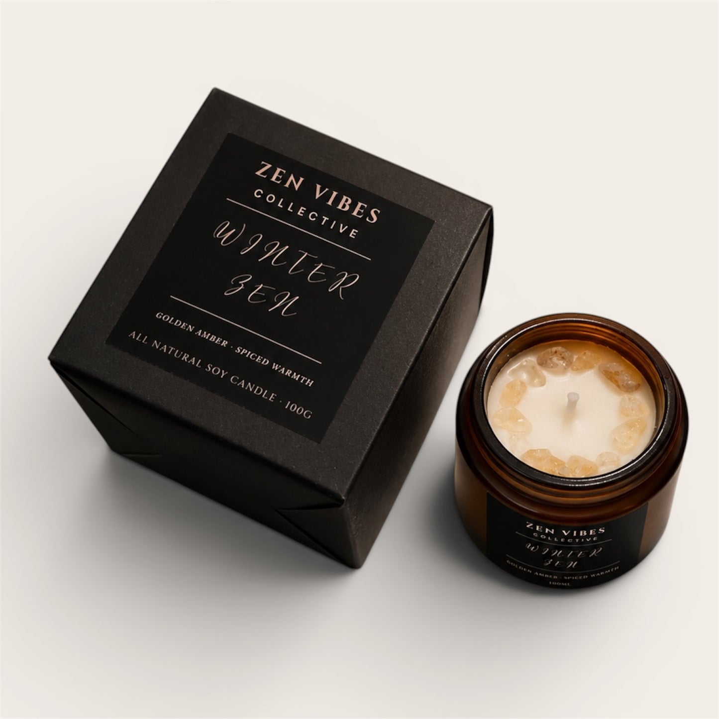 WINTER ZEN — Golden Amber & Spiced Warmth All Natural Soy Candle