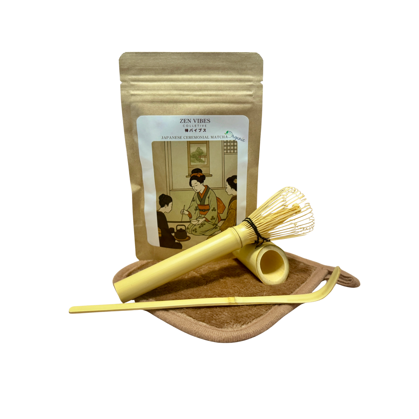 Japanese Matcha Starter Set – Organic Matcha, Bamboo Whisk & Scoop | Zen Vibes Collective
